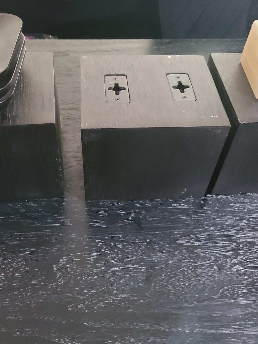 Set of 3 Black Wooden Display Blocks From West Elm